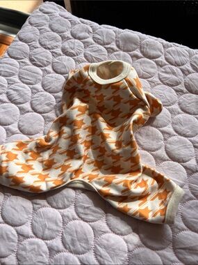 Orange Houndstooth Dog Romper onsie XS